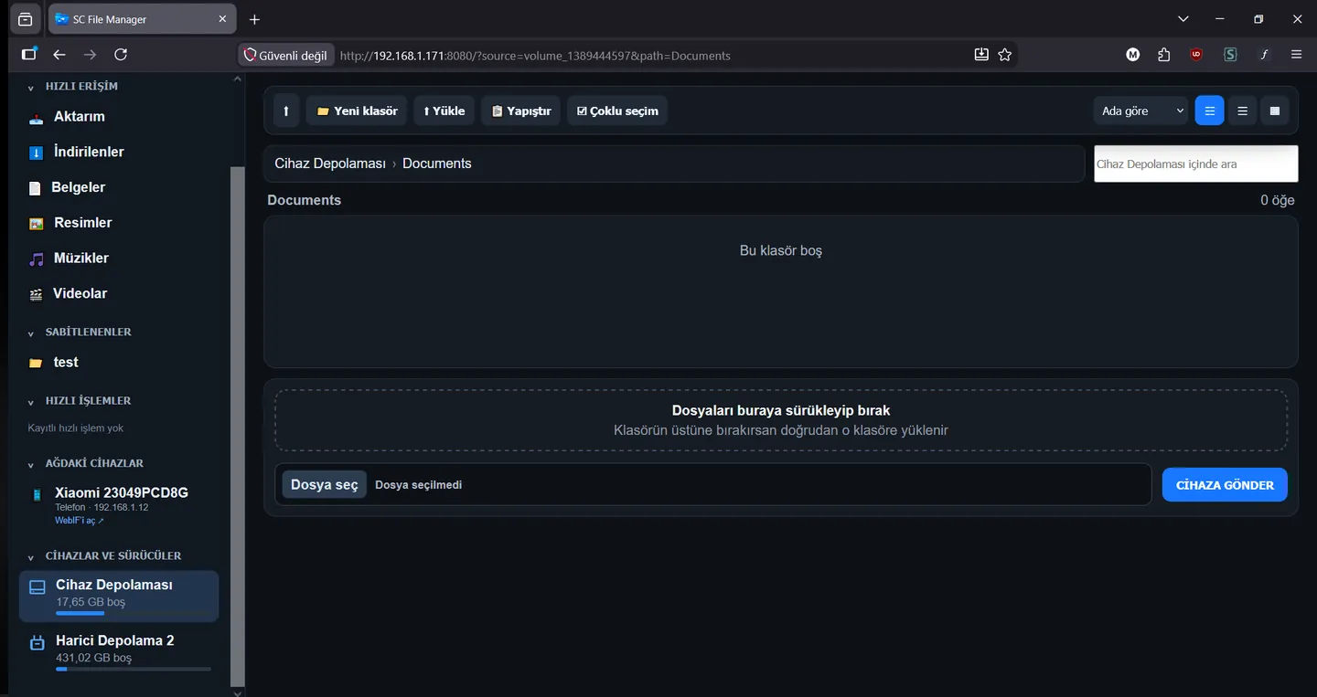 SC File Manager WebIF ekran görüntüsü 4