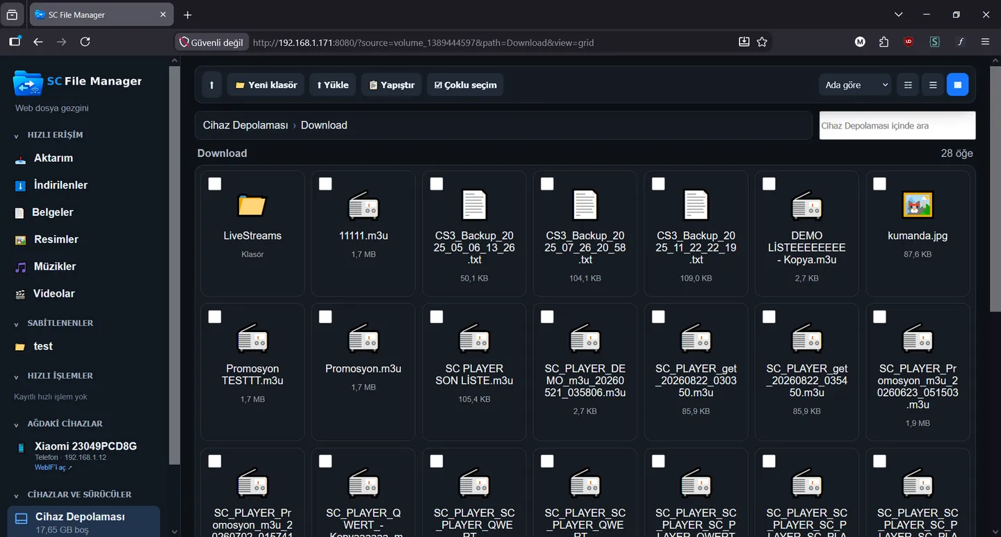 SC File Manager WebIF ekran görüntüsü 5